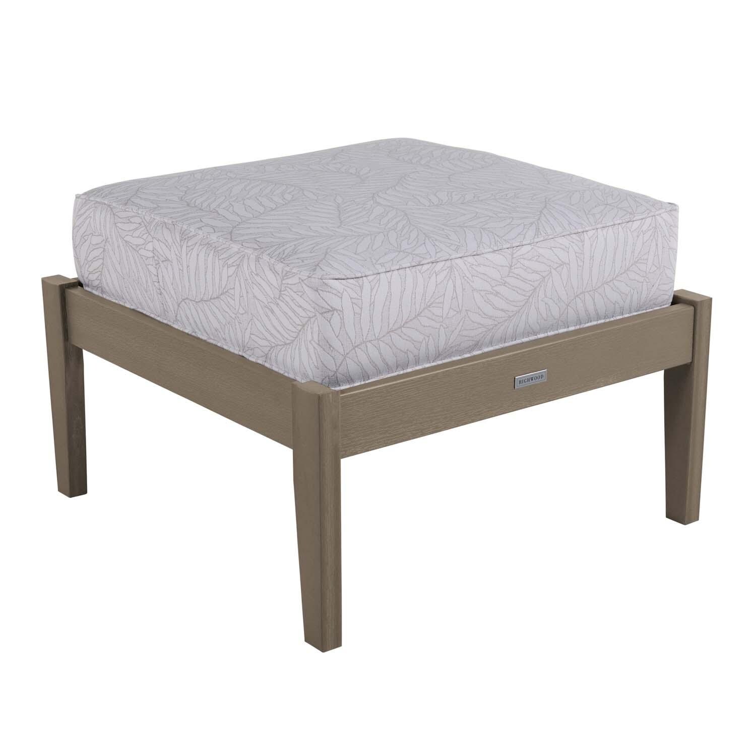 Blushing Bay Recycled Plastic Ottoman in Lively Parchment/Woodland Brown by Lakeview Outdoor Designs - Angled View - White Background thumbnail