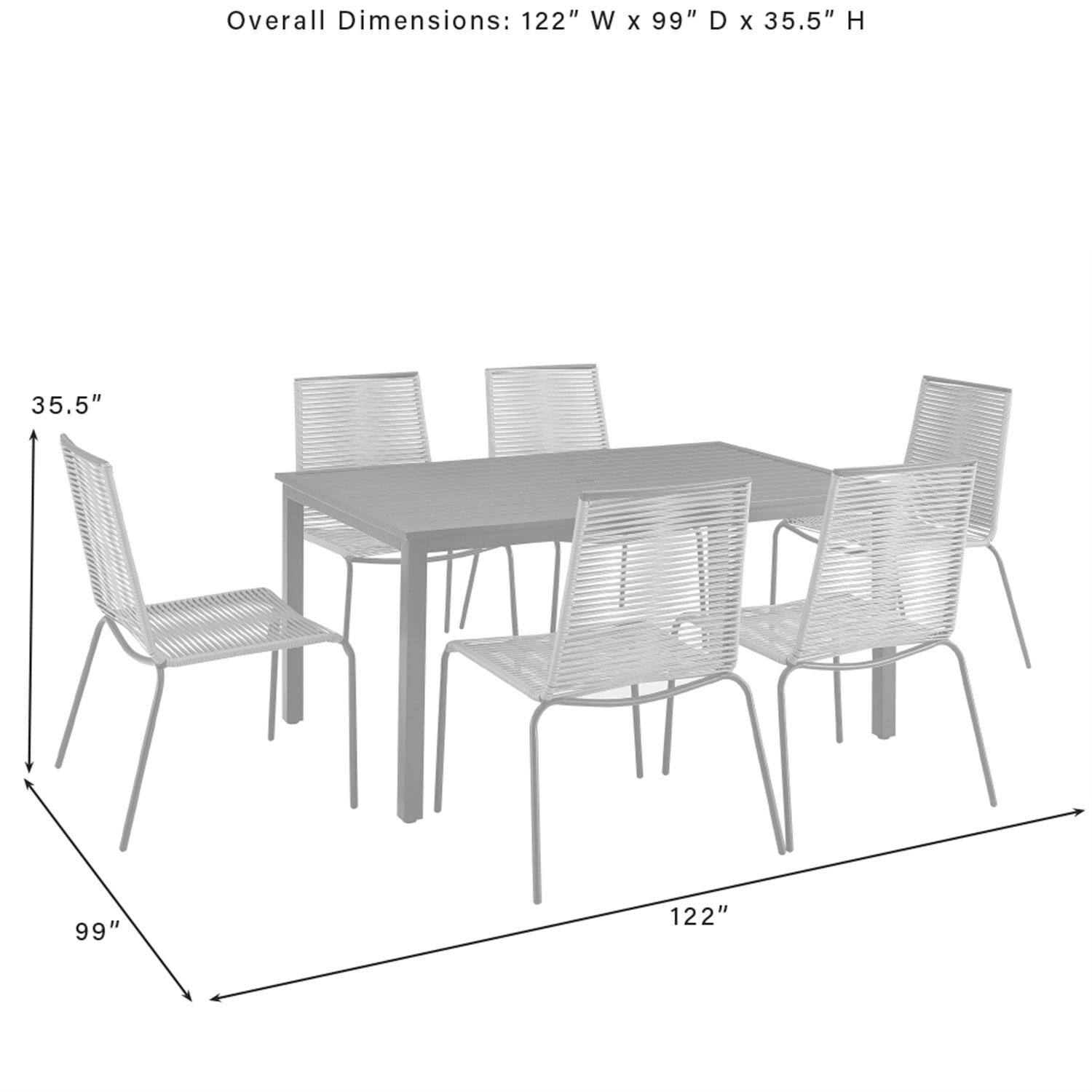 Ultimate Patio UP-92516MB-GY 7Pc Wicker Outdoor Dining Set in Gray - Overall Dimensions - Diagram thumbnail