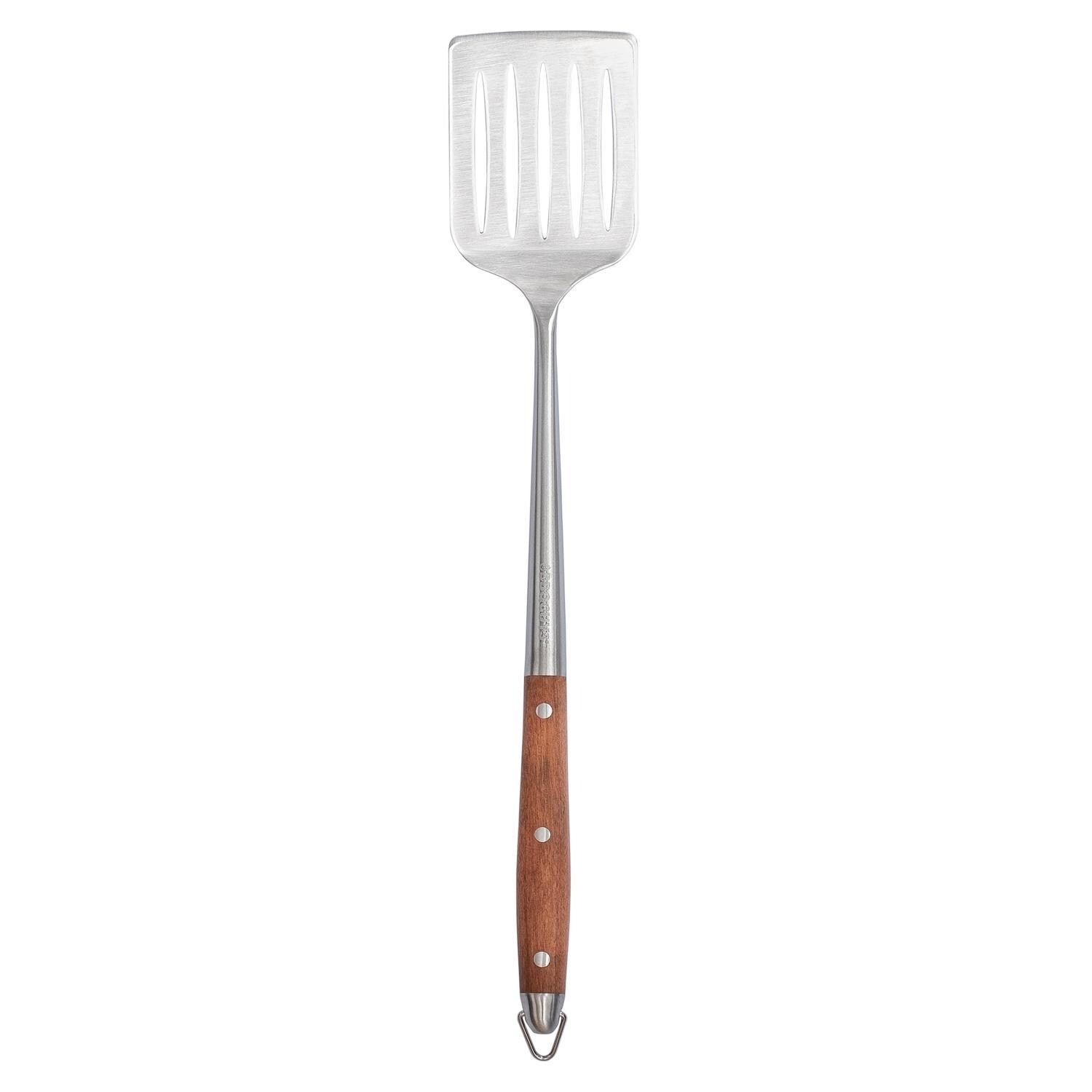 BBQGuys Signature BBQ-4PCW-TST 4-Piece Stainless Steel W/ Wooden Handles Tool Set - Spatula thumbnail