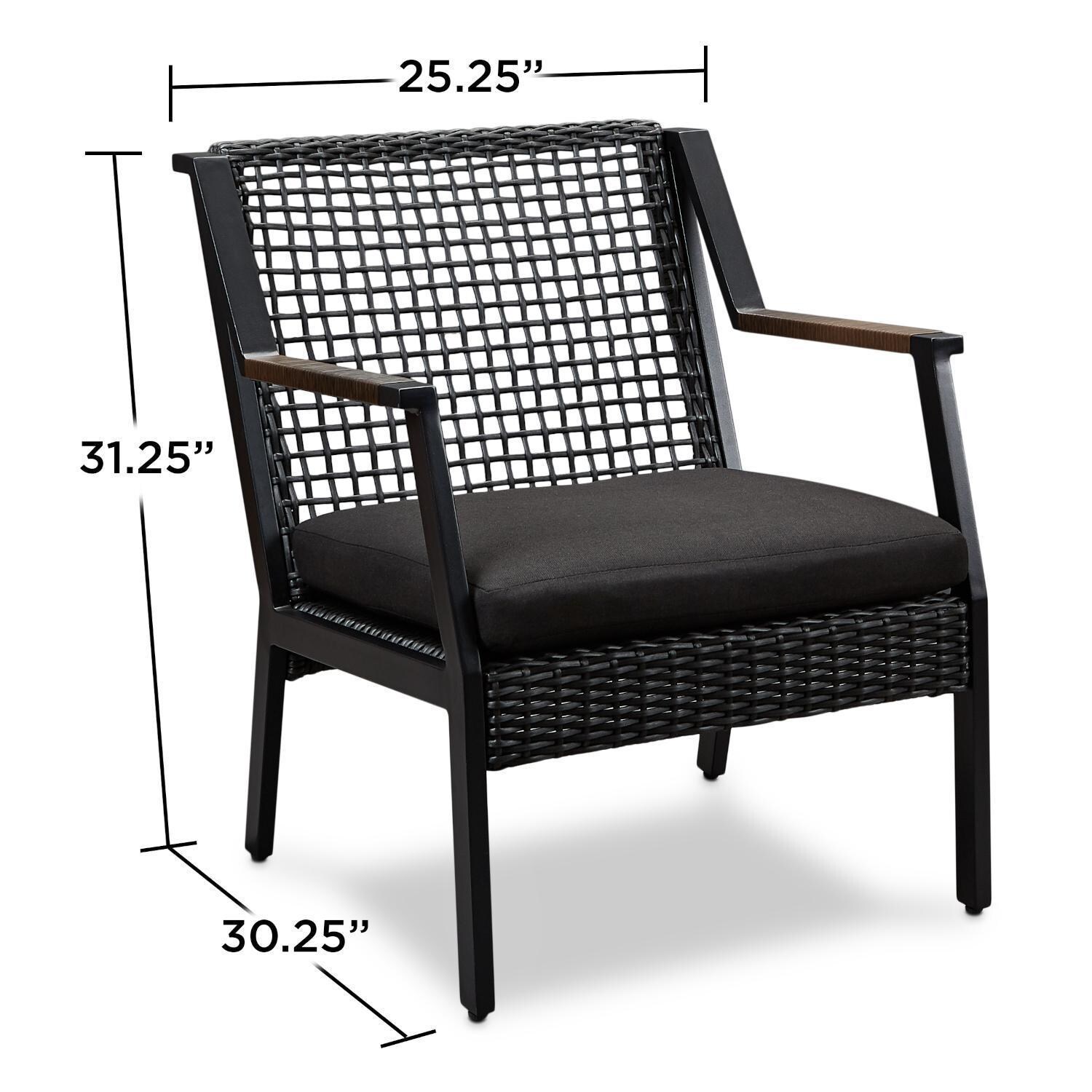 Lakeview Rustic Bay Black 2 Piece Aluminum Chair Set - Dimensional thumbnail