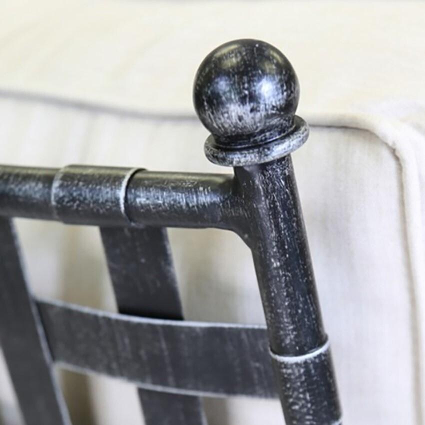 Provence Wrought Iron Club Chair w/ Contrast Spectrum Carbon Welt in Pewter/Canvas Natural by Sunset West - Chair Back - Detail thumbnail