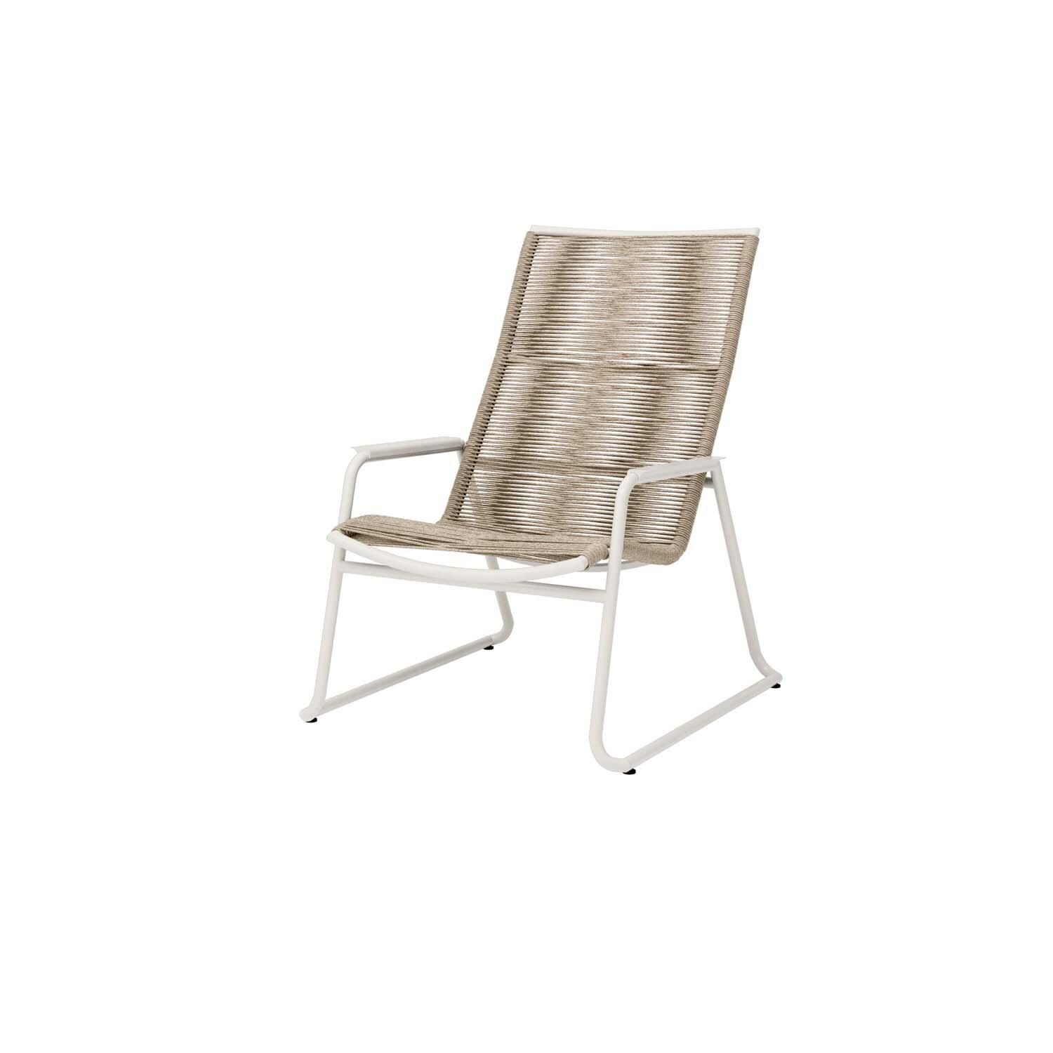 Cabana Wicker High Back Stackable Club Chair in Barley/Bone By Ebel - White Background thumbnail