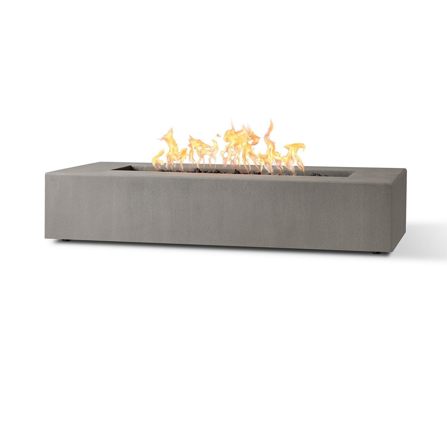 Olliewood 365NG-FLNT 60 Inch Rectangular Glass Fiber Reinforced Concrete Natural Gas Fire Pit Table in Flint by BBQGuys Signature - On - White Background thumbnail