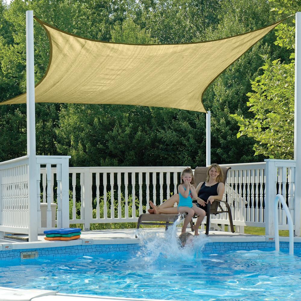 ShadeLogic Sun Shade Sail Heavy Weight 16 Foot Square - Sand Pool Cover thumbnail