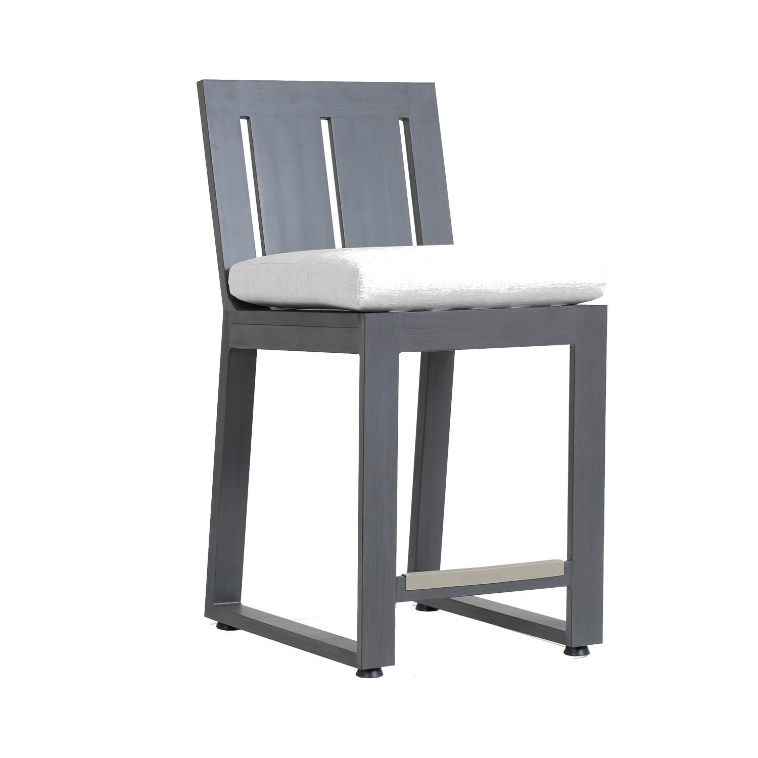 Redondo Aluminum Patio Bar Stool W/ Sunbrella Cast Silver Cushion By Sunset West