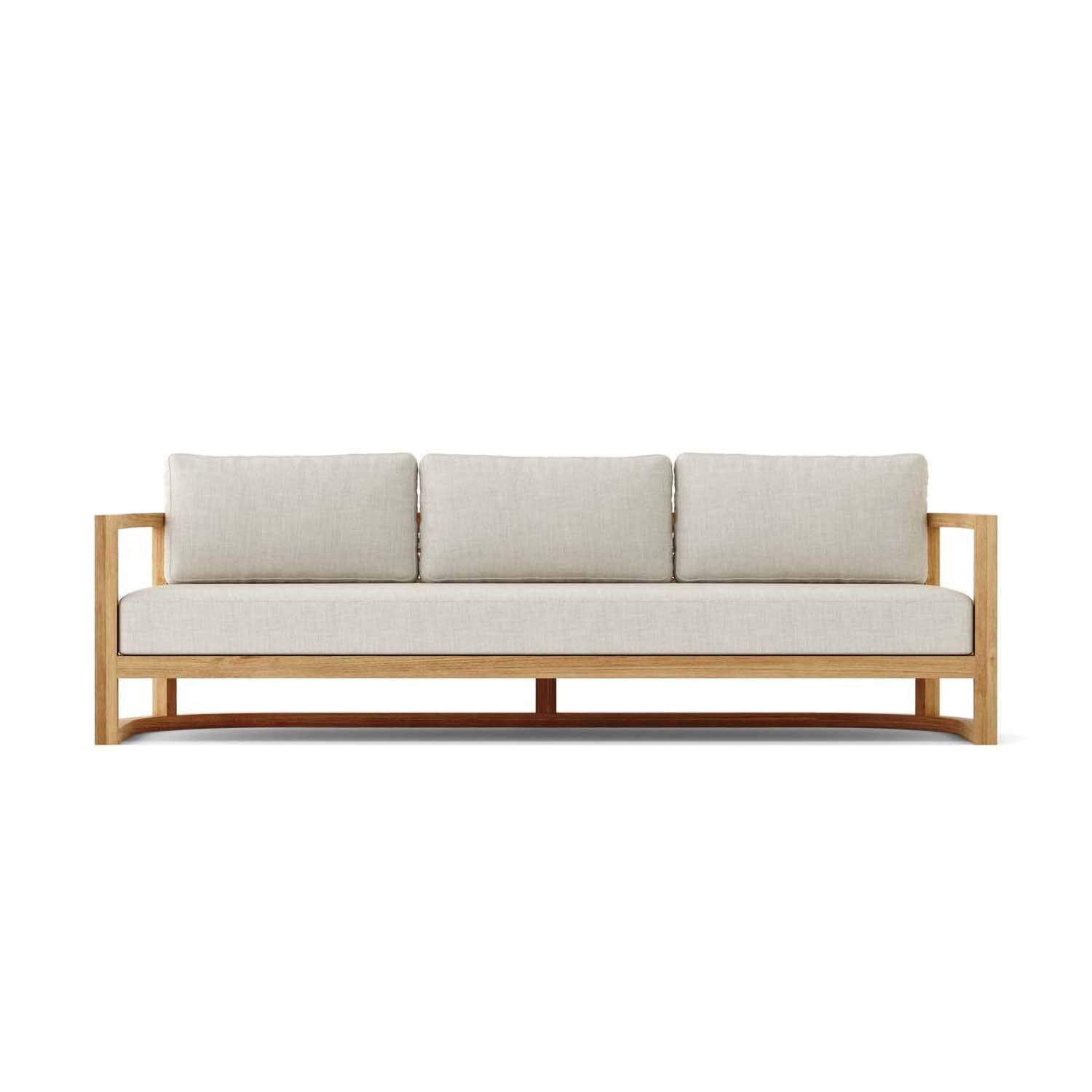 Carondelet 4 Pc Teak Seating Set in Linen Natural by Lakeview Outdoor Designs - Sofa Front View - White Background thumbnail