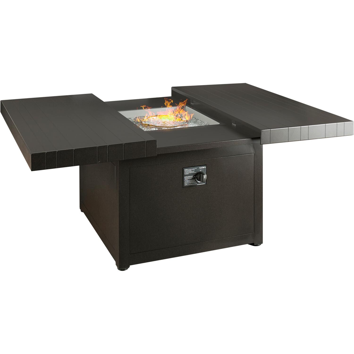 Plank and Hide 42 inch Functional Modern Square Aluminum Fire Pit in Brown - 90006-BRO-1-BRO-3 - Angled and Open thumbnail