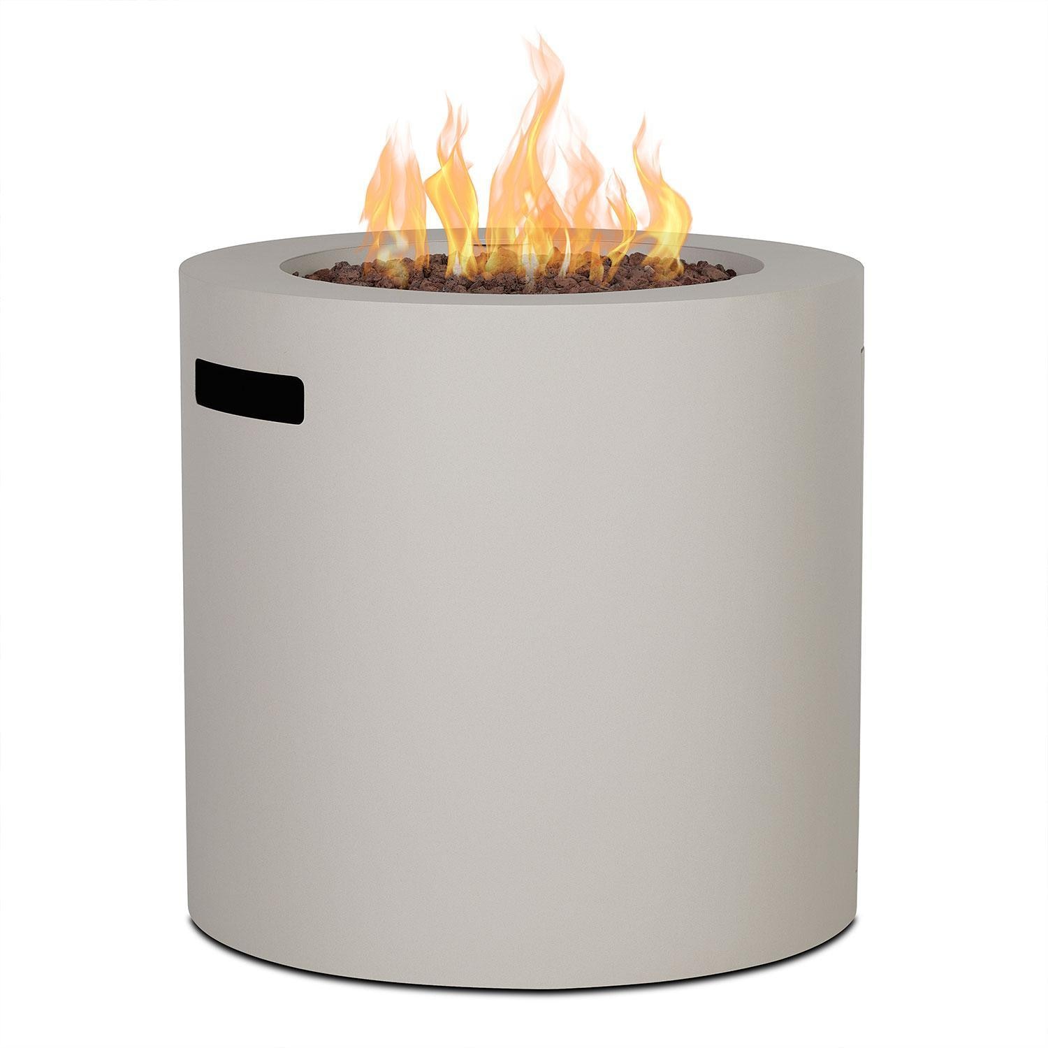 Elysian 24-in Round Steel Propane Fire Pit Table w/ Hidden Propane Tank in Light Sand by Lakeview Outdoor Designs - White Background thumbnail