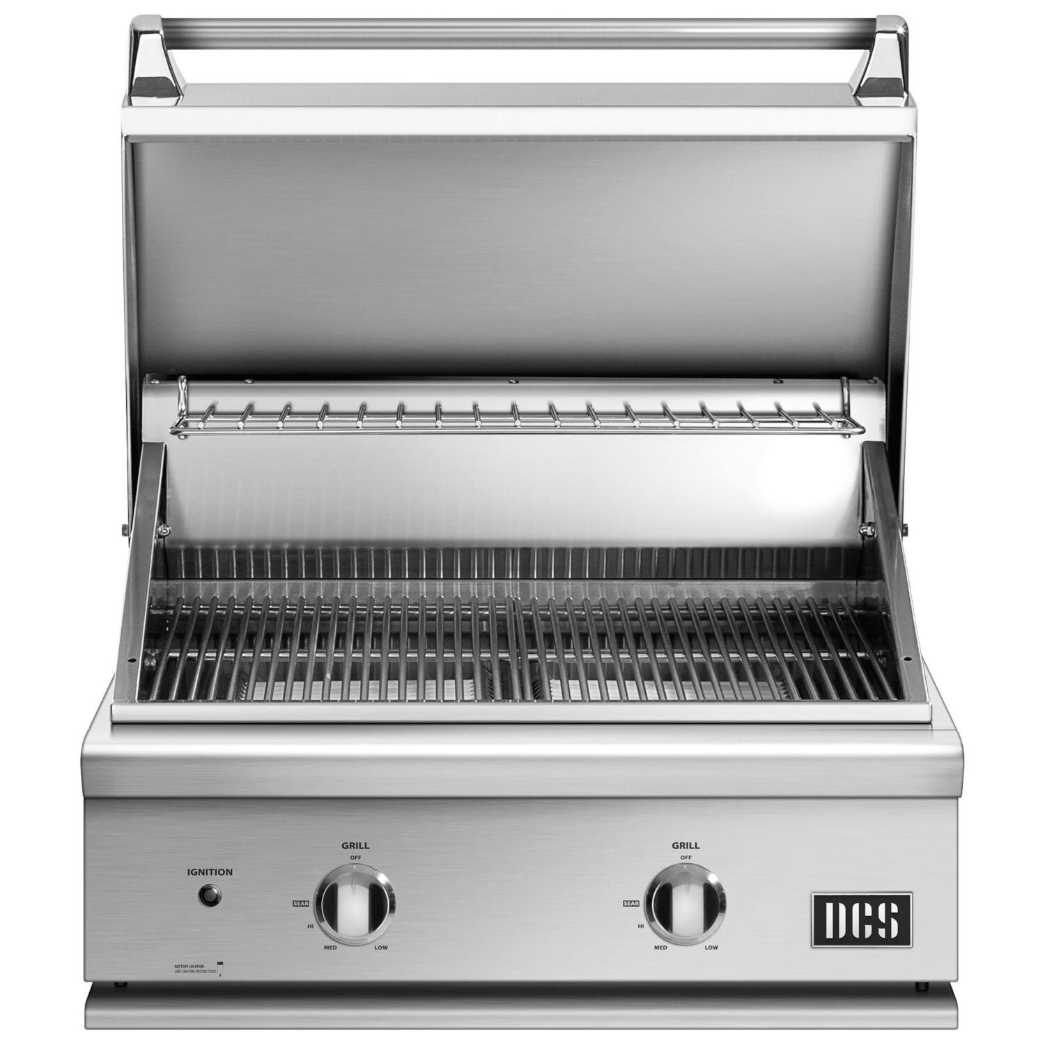 DCS BGC30-BQ-L Series 7 Traditional 30-Inch Built-In Propane Gas Grill - Hood Open thumbnail