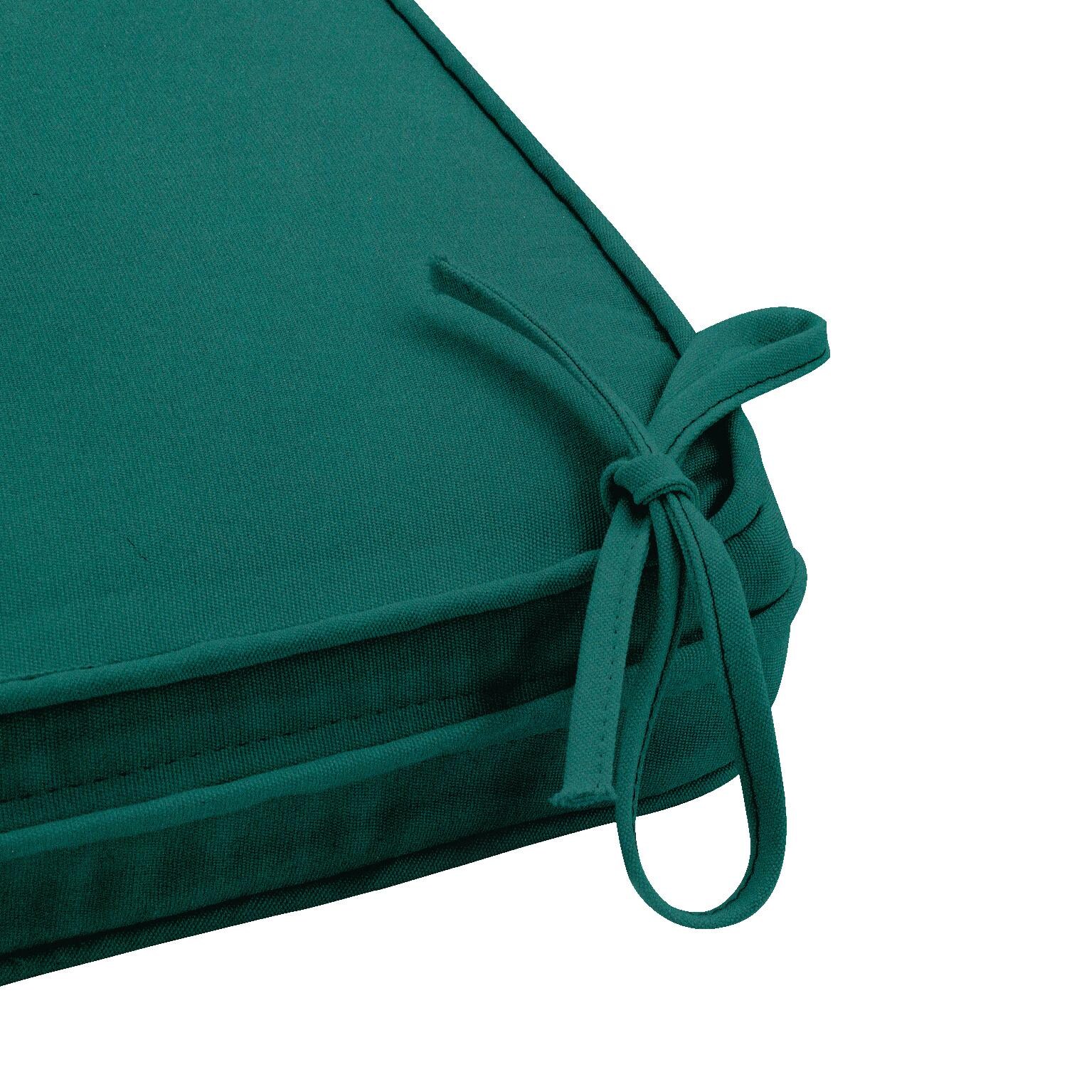 Sunbrella Canvas Forest Green Medium Outdoor Replacement Bench Cushion W/ Piping By UltimatePatio.com - Tie Detail thumbnail