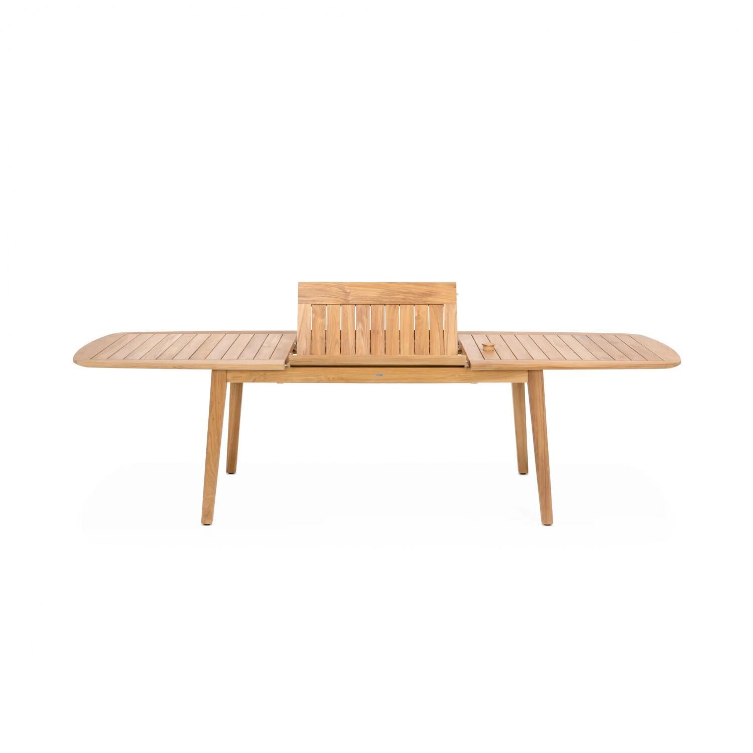 Teak + Table Barbados/Cayman Expansion 9 Piece Dining Set - Table Expanded Leaf - White Background thumbnail