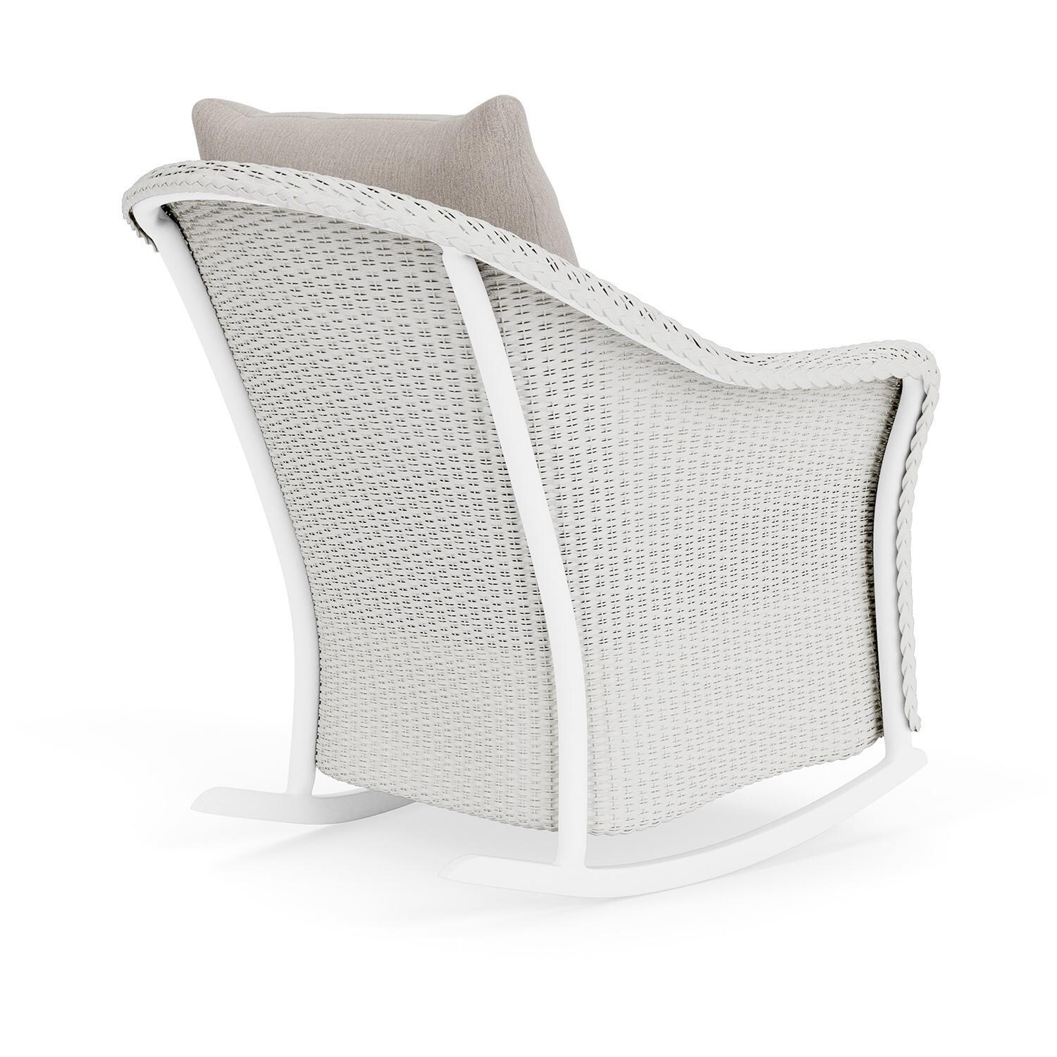 Lloyd Flanders Weekend Retreat Lounge Rocker in Matte White Finish W/ Remy Cloud Fabric - Back Right thumbnail