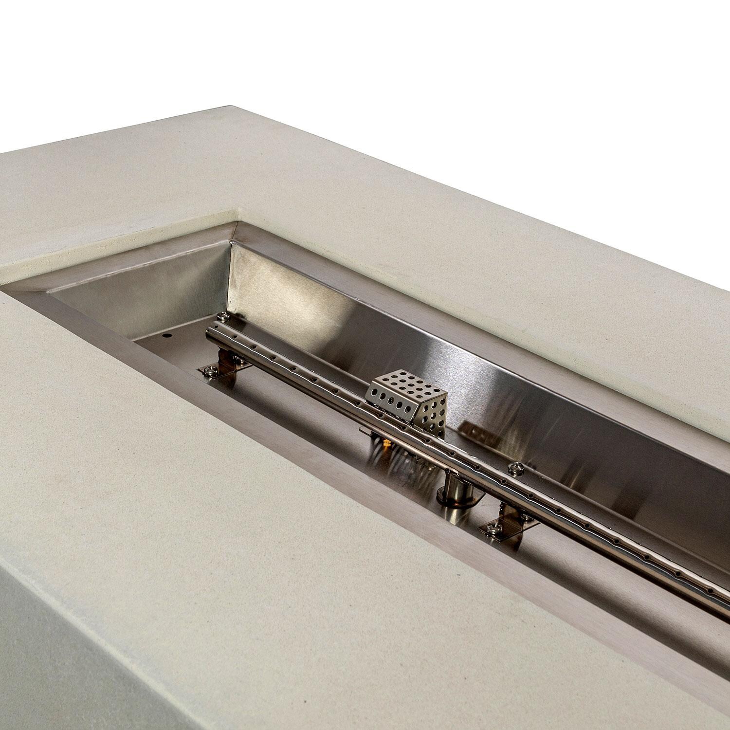 Glenwood 55-in Rectangular Concrete Natural Gas Fire Pit in White by Lakeview Outdoor Designs - Burner - Detail thumbnail