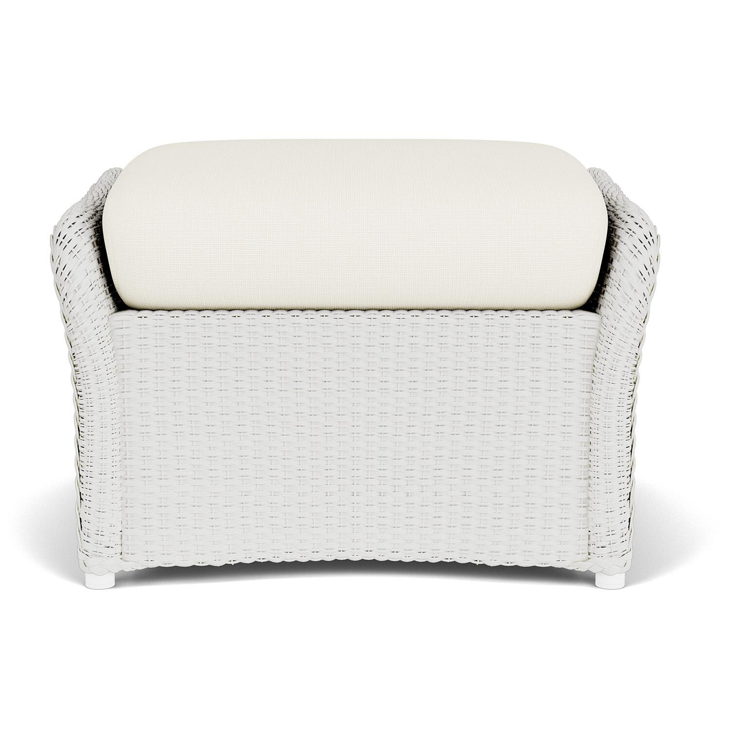 Lloyd Flanders Weekend Retreat Woven Ottoman in Matte White Finish W/ Sailcloth Salt Fabric thumbnail