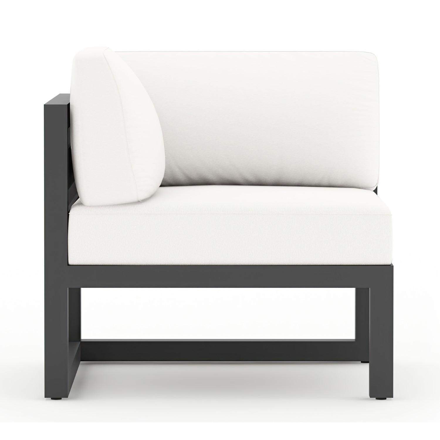 Lakeview MSTYCV-SL-SET212-CN Misty Cove 7 Pc Aluminum Sectional Set in Slate w/Chat Table & Canvas Natural Cushions by Lakeview Outdoor Designs - Left Section with Cushion - White Background thumbnail