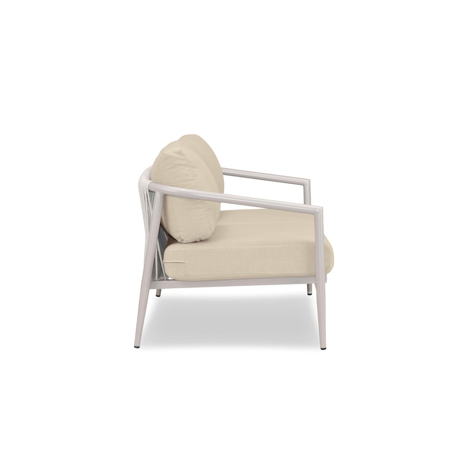 Lakeview Midnight Cove 2 Person Aluminum Loveseat in Urban Stone/Carrera/Canvas Flax - Side - White Background thumbnail