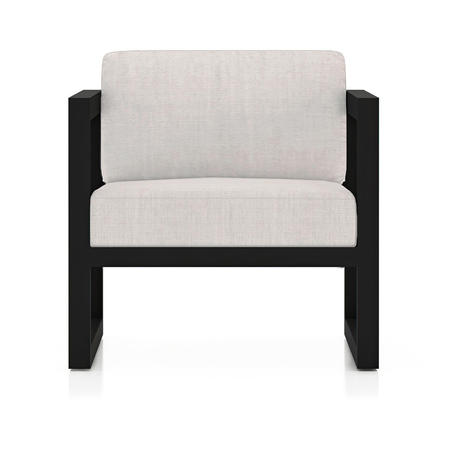 Lakeview MSTYCV-BK-3SS-CS Misty Cove 3 Pc Aluminum Seating Set in Black w/Portal Coffee Table & Cast Silver Cushions by Lakeview Outdoor Designs - Club Chair - White Background thumbnail