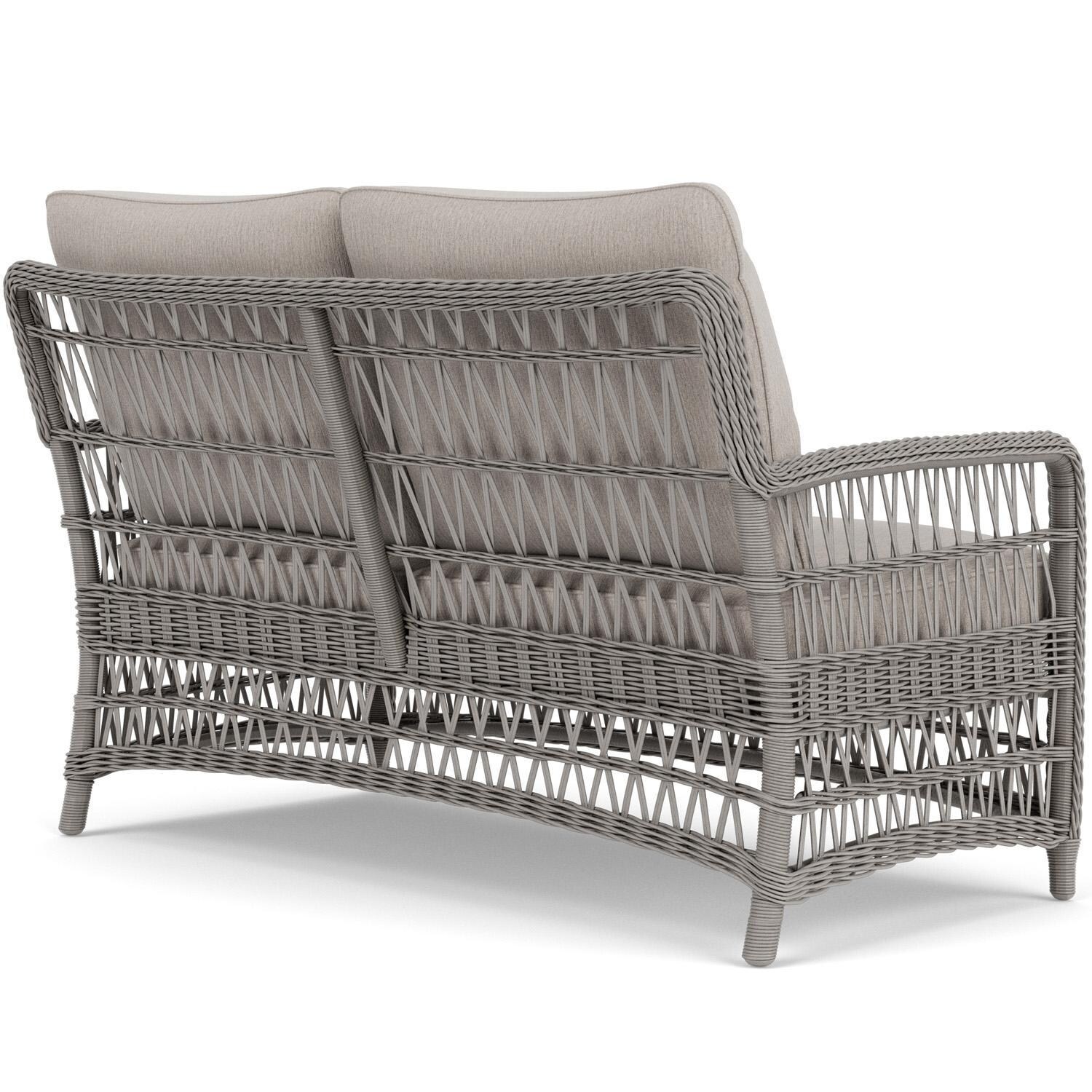 Lloyd Flanders Mackinac Loveseat in Putty Finish with Remy Cloud Fabric - Rear Right thumbnail