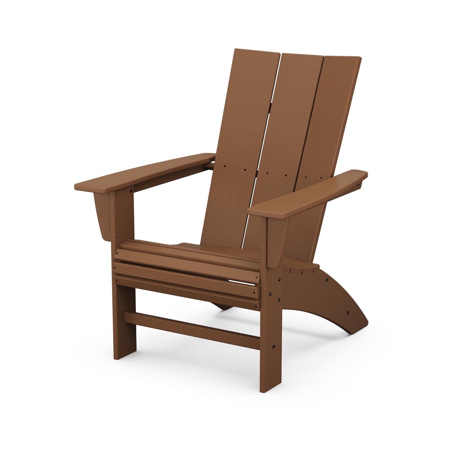 Modern Recycled Plastic Curveback Adirondack in Teak by POLYWOOD