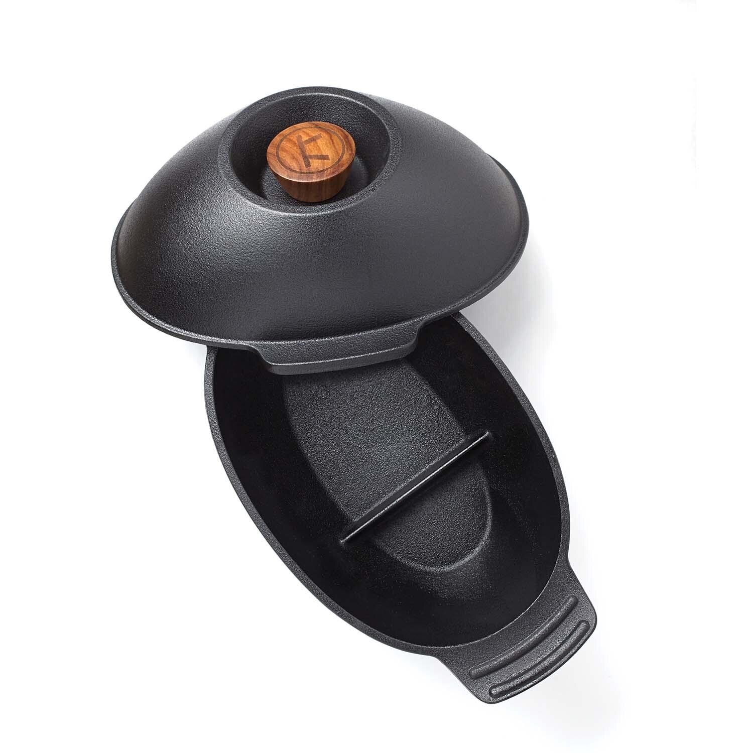 Outset 76495 Cast Iron Mussel/Seafood Pot - Top View - White Background thumbnail