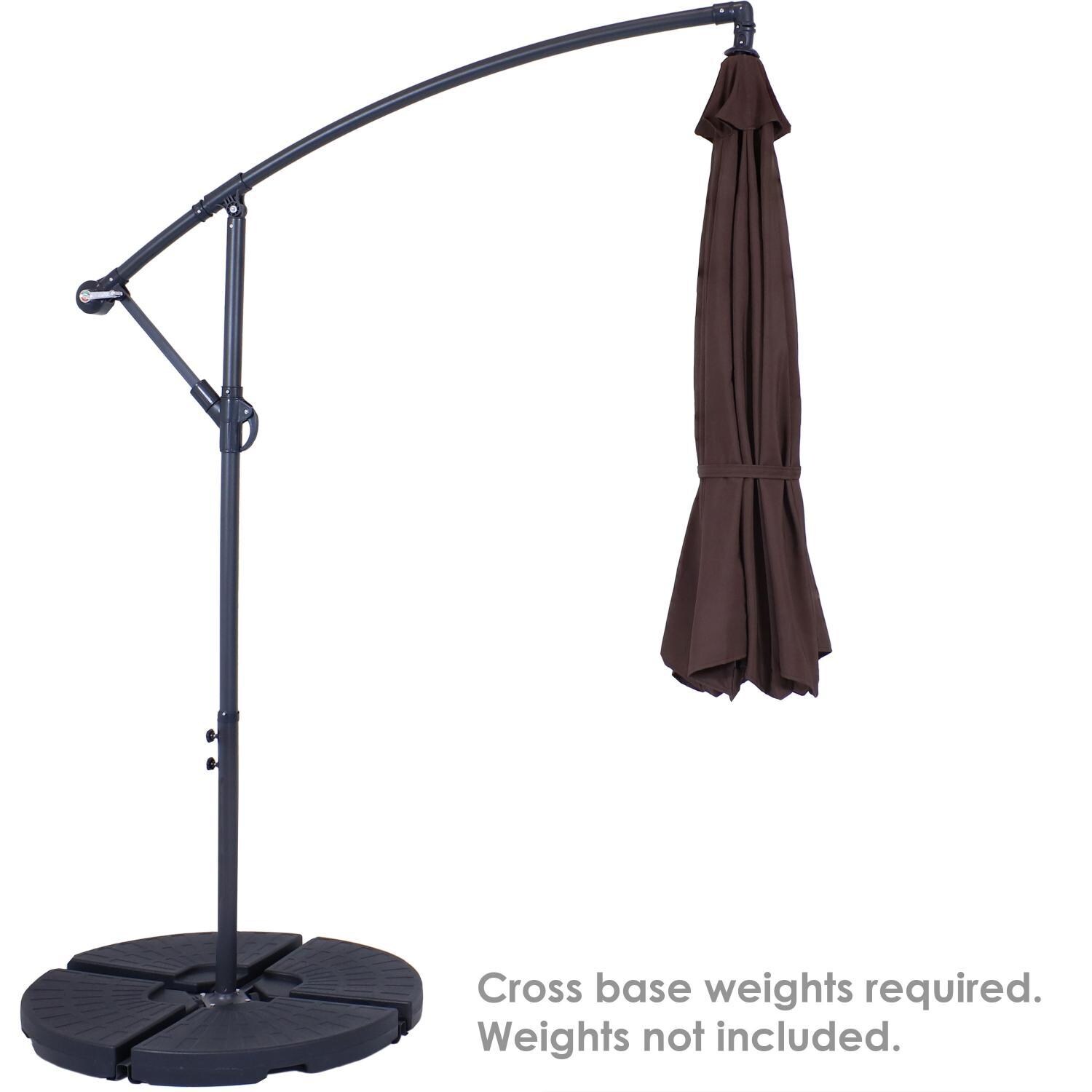 Ultimate Patio 10 Ft. Octagonal Patio Cantilever Umbrella W/ Crank - Brown - Cross Base Must be Secured with Weights (Weight Not Included) thumbnail