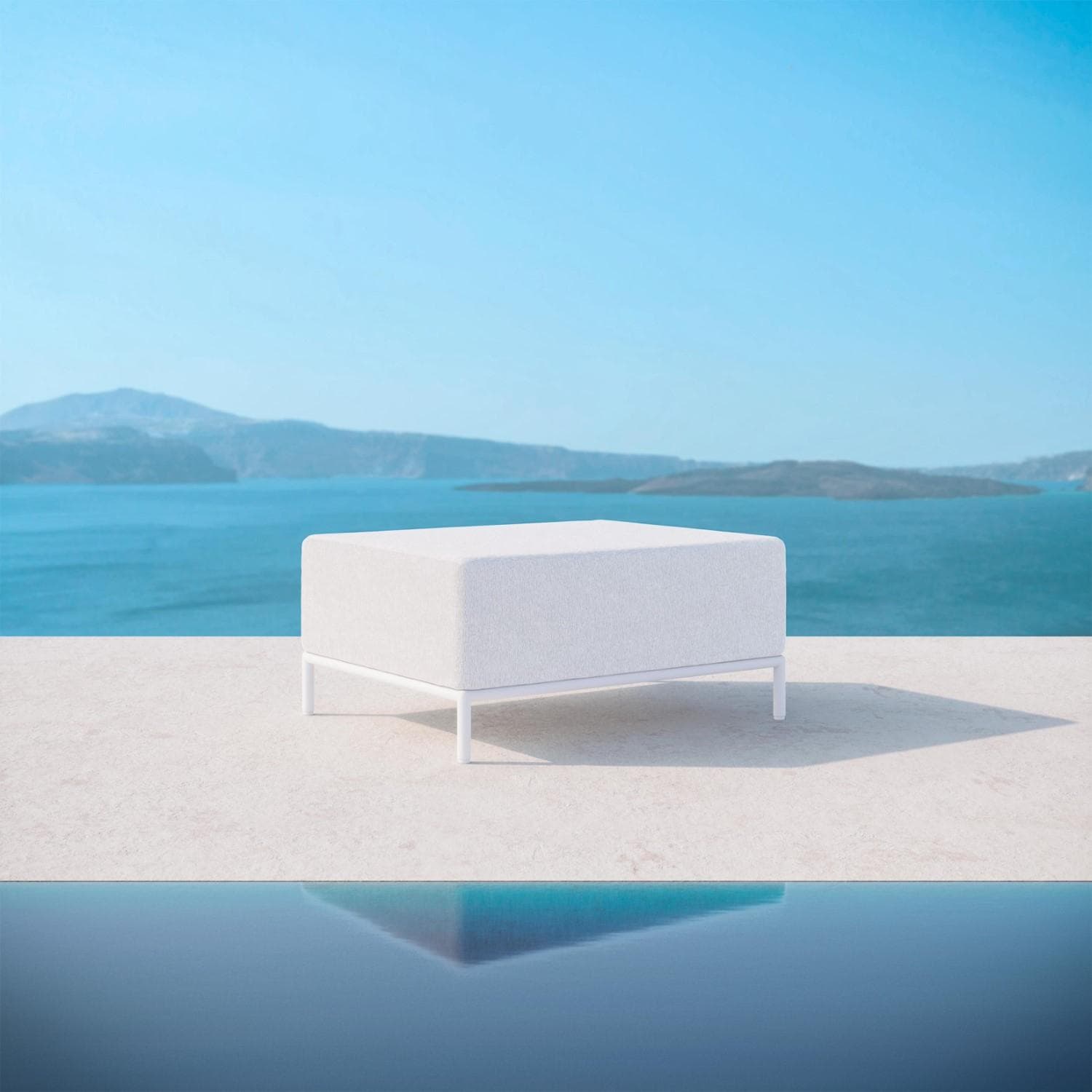 Kamari Aluminum Ottoman in Matte White/Cloud by Azzurro Living : BBQGuys