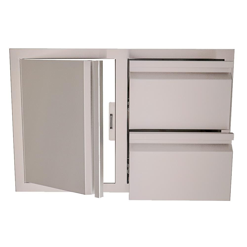 RCS VDC1SCL Valiant Double Soft Close Drawer & Left Hinged Door Combo - Drawers and Door Open - White Background thumbnail