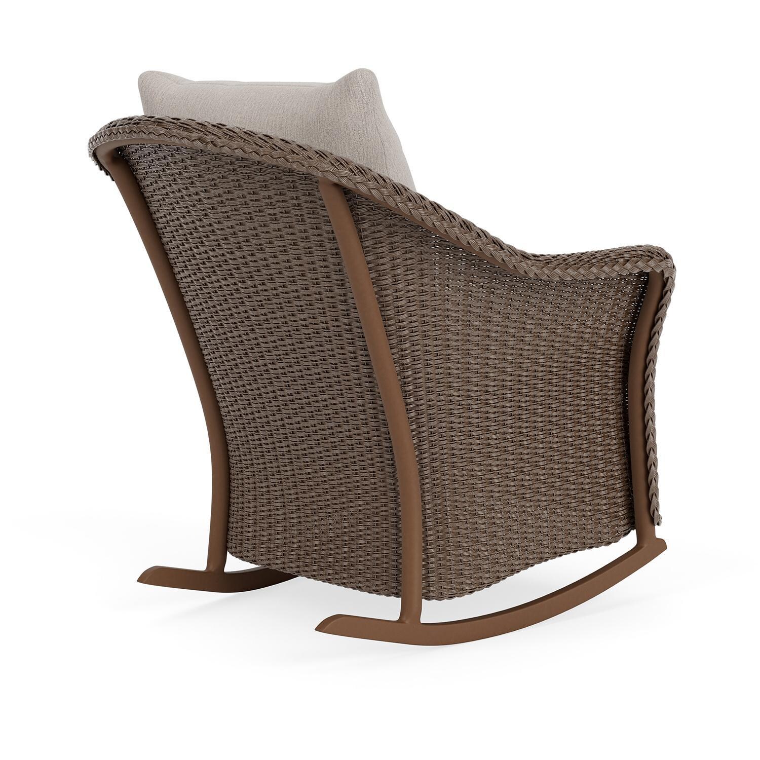 Lloyd Flanders Weekend Retreat Lounge Rocker in Bark Finish W/ Remy Cloud Fabric - Back Right thumbnail