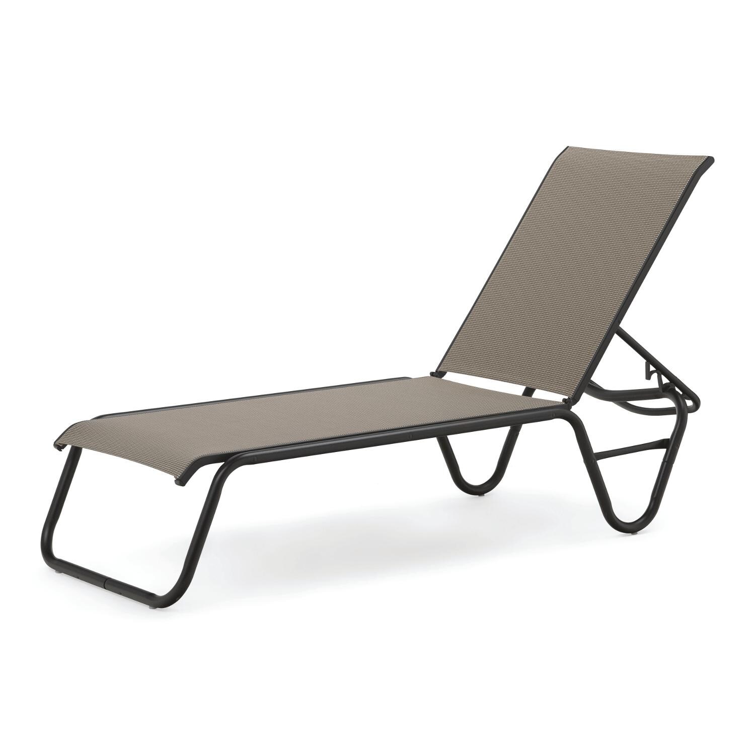 Gardenella Sling Four-Position Lay Flat Stacking Armless Chaise - Textured Black/Tweed thumbnail