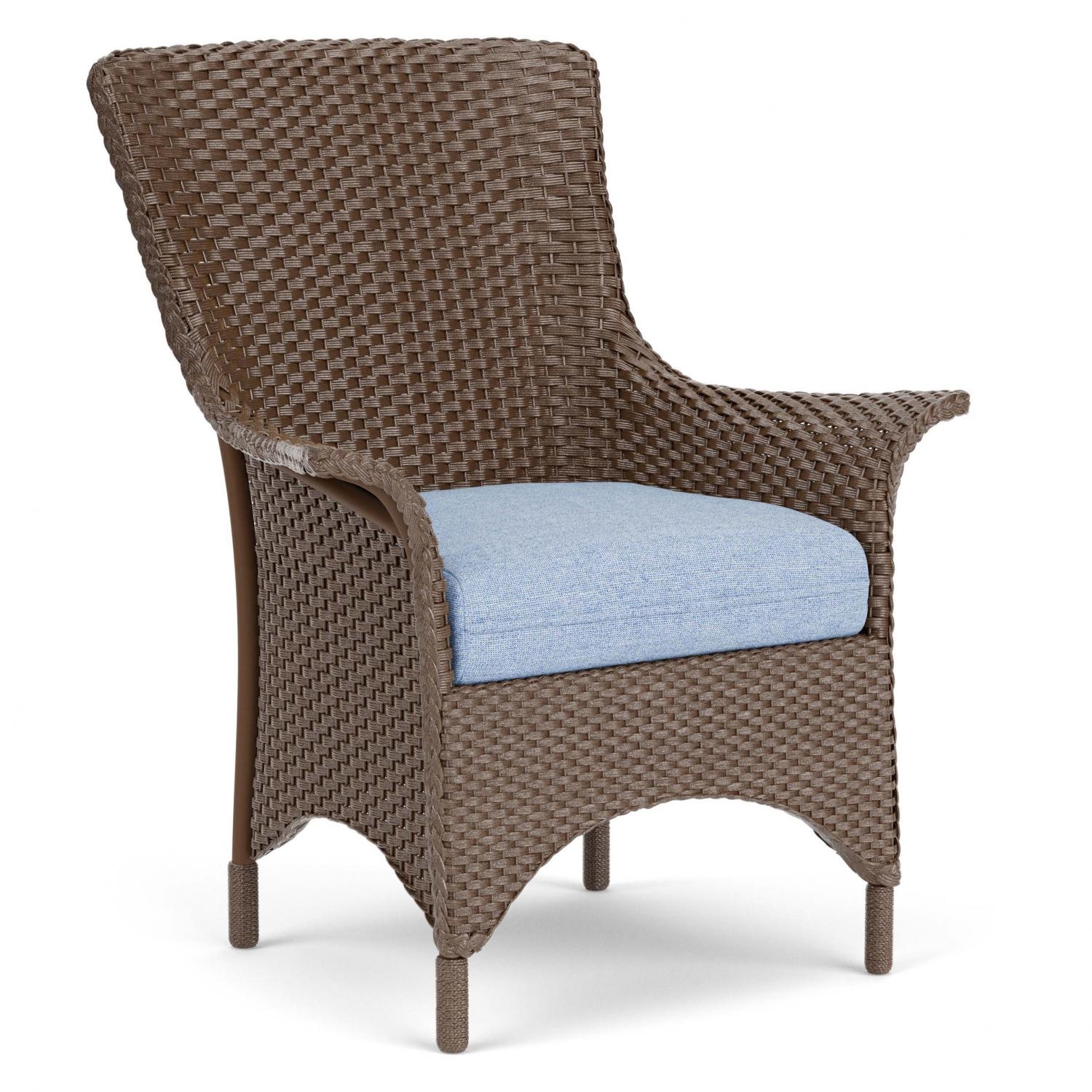 Lloyd Flanders Mandalay Dining Armchair In Bark Finish With Demo Skyway Fabric - Angled thumbnail