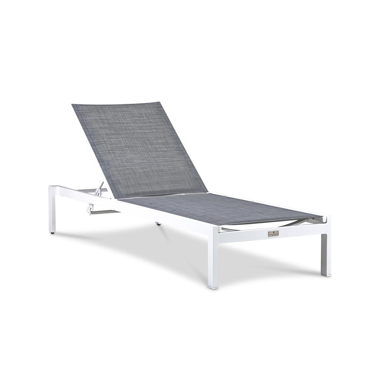 Spring Bay Reclining Chaise Lounge in White (set of 2) - Angled View - White Background thumbnail