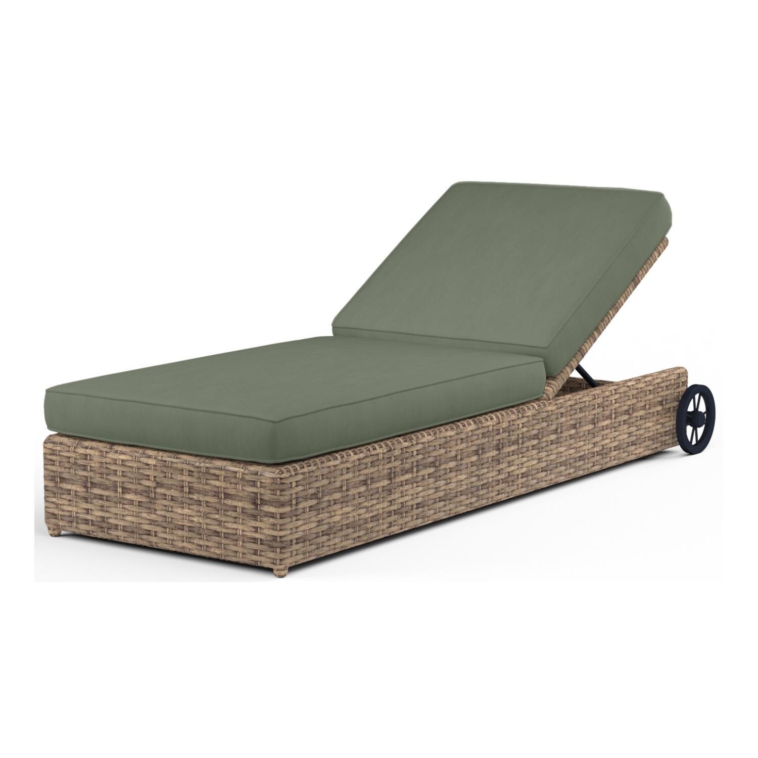 Havana Wicker Chaise Lounge Reclining in Tobacco/Cast Sage by Sunset West - White Background thumbnail