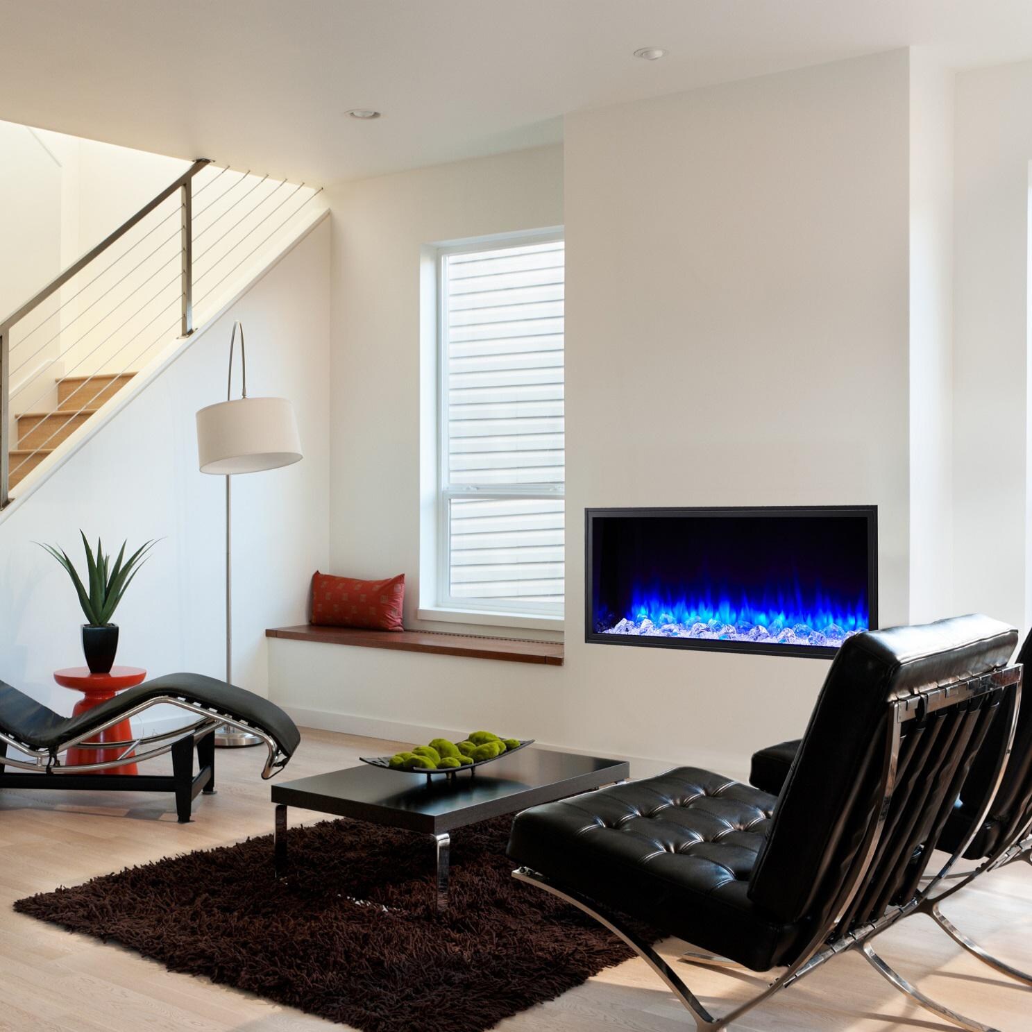 SimpliFire Scion SF-SC43-BK 43-Inch Linear Electric Fireplace - Blue Flames thumbnail
