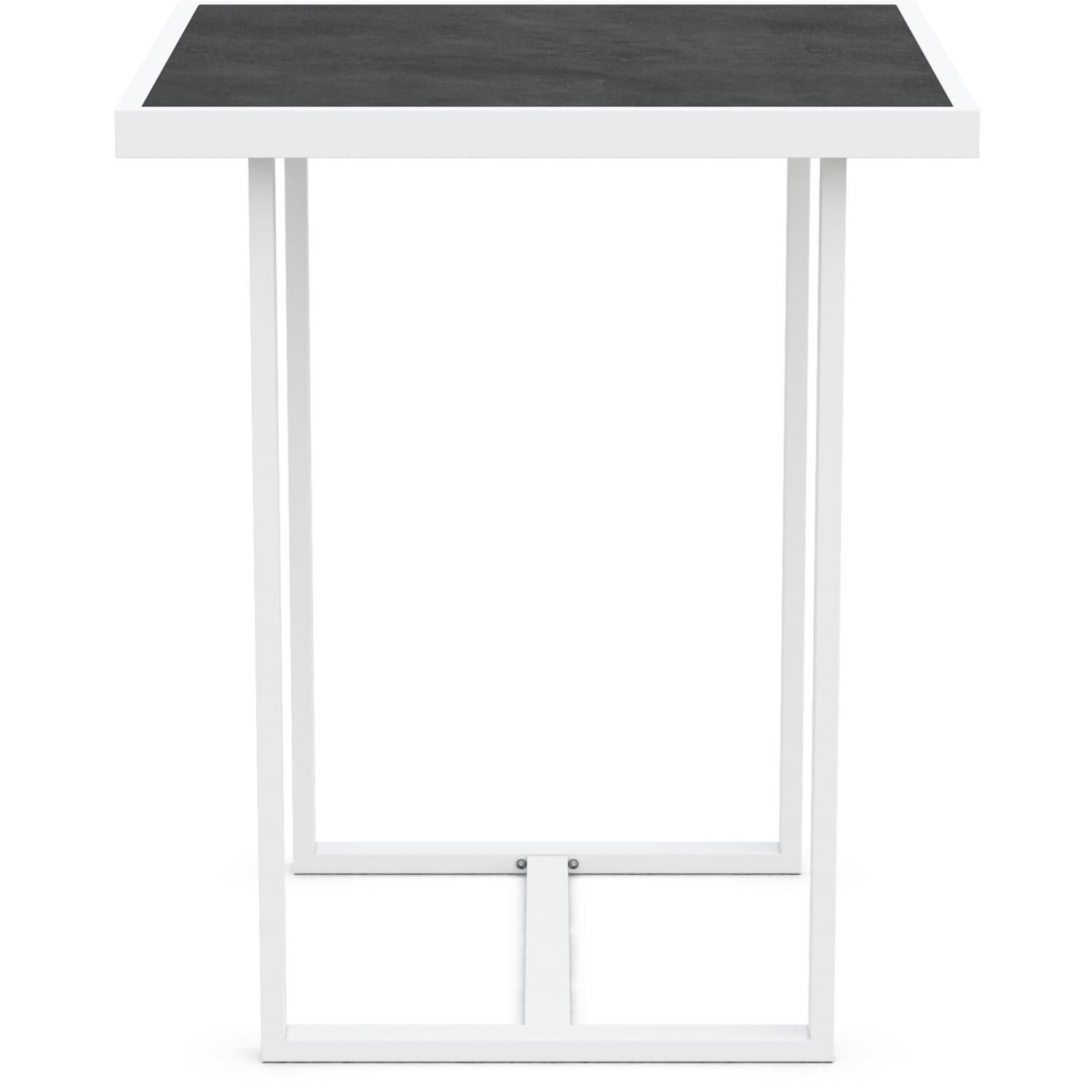 Azzurro Living Pavia 35 Inch White Aluminum Bar Table W/ Micron Dekton Top - Side - White Background thumbnail