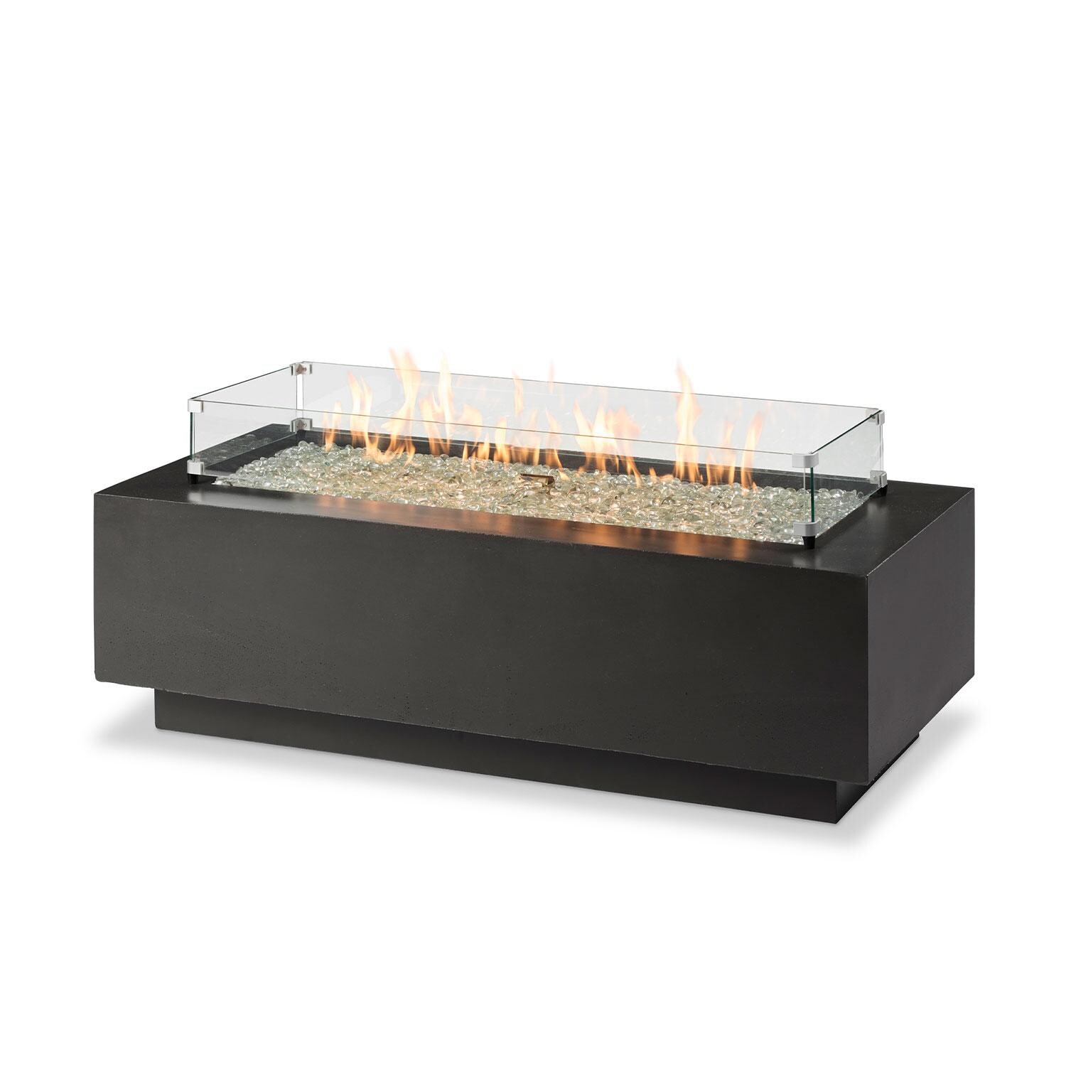 Cove 54-in Rectangular GFRC Concrete Natural Gas (Ships Propane w/ Conversion Kit) Fire Pit Table in Midnight Mist By The Outdoor GreatRoom Company - Wind Guard - White Background thumbnail