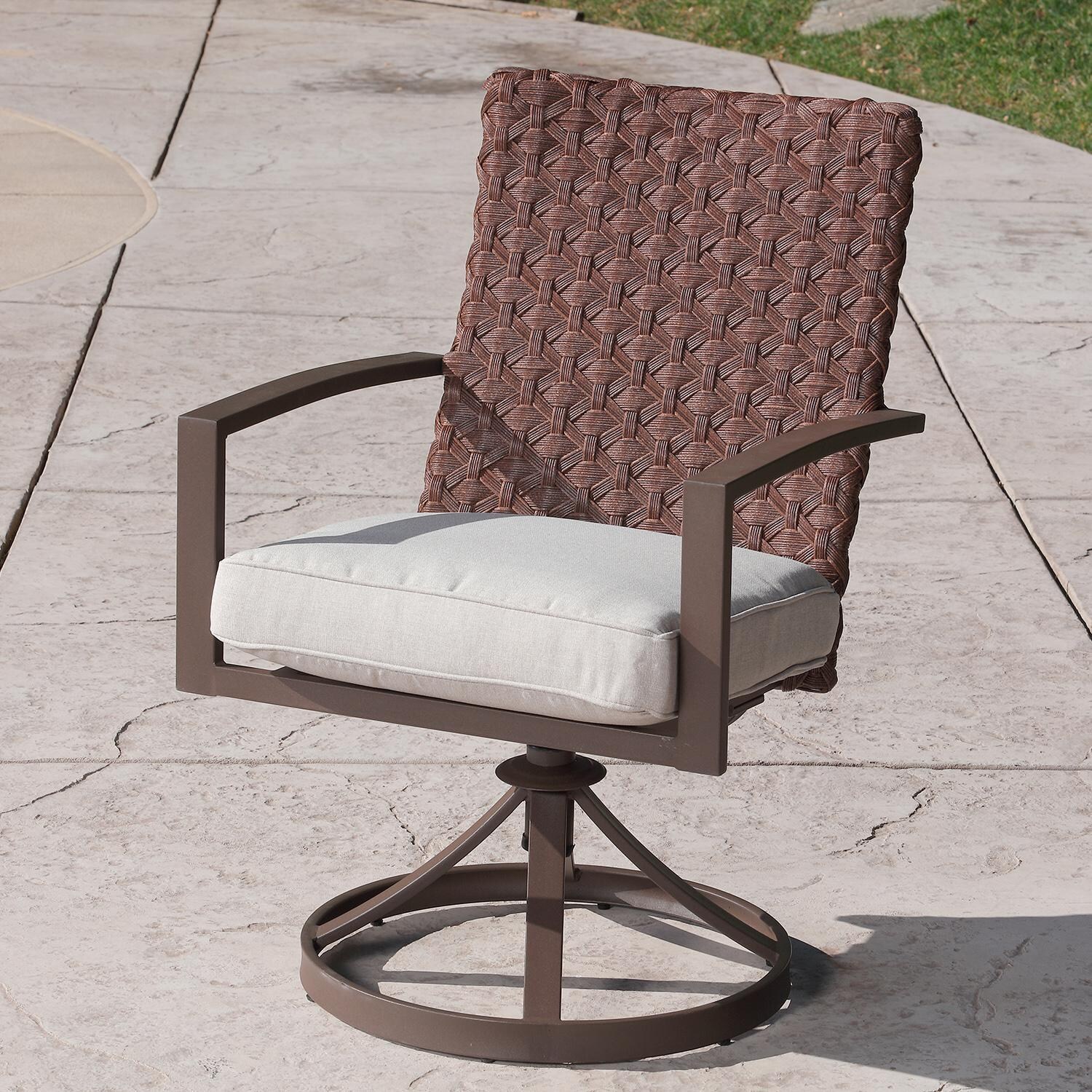 Lakeview Outdoor Designs Bay St. Louis 7 Piece Wicker & Aluminum Patio Dining Set - Swivel Rocker Patio Dining Chair thumbnail