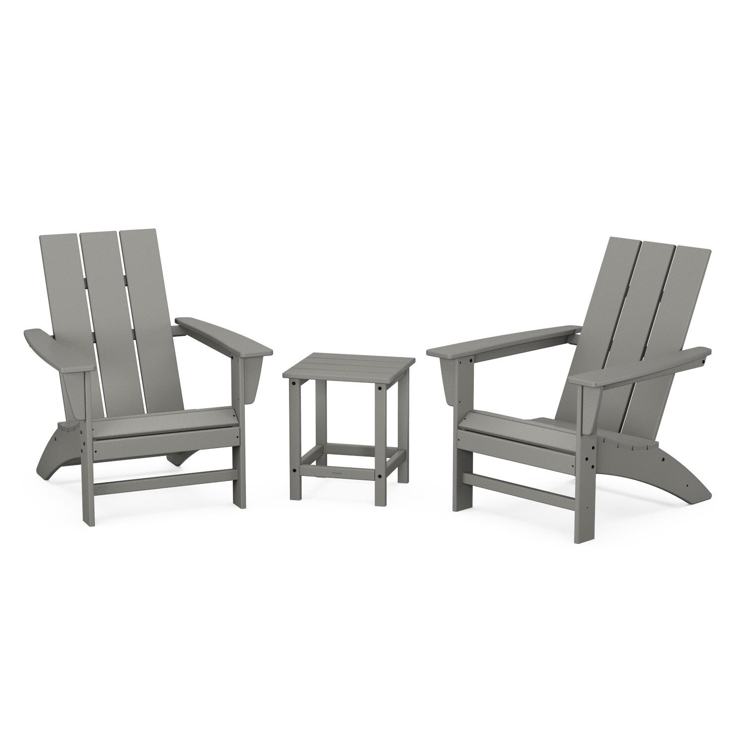 POLYWOOD Modern Slate Grey 3-Piece Adirondack Set w/ Long Island 18-Inch Side Table thumbnail