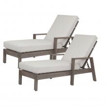 Laguna 2 Piece Aluminum Patio Chaise Lounge Set W/ Sunbrella Canvas Flax Cushions By Sunset West image