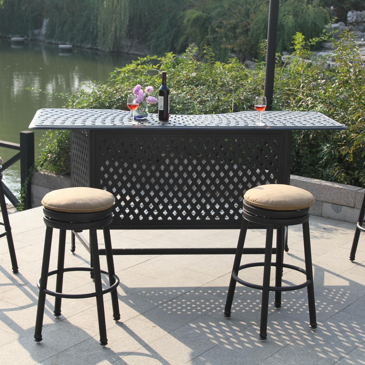 Darlee Series 60 5 Piece Cast Aluminum Patio Party Bar Set BBQGuys