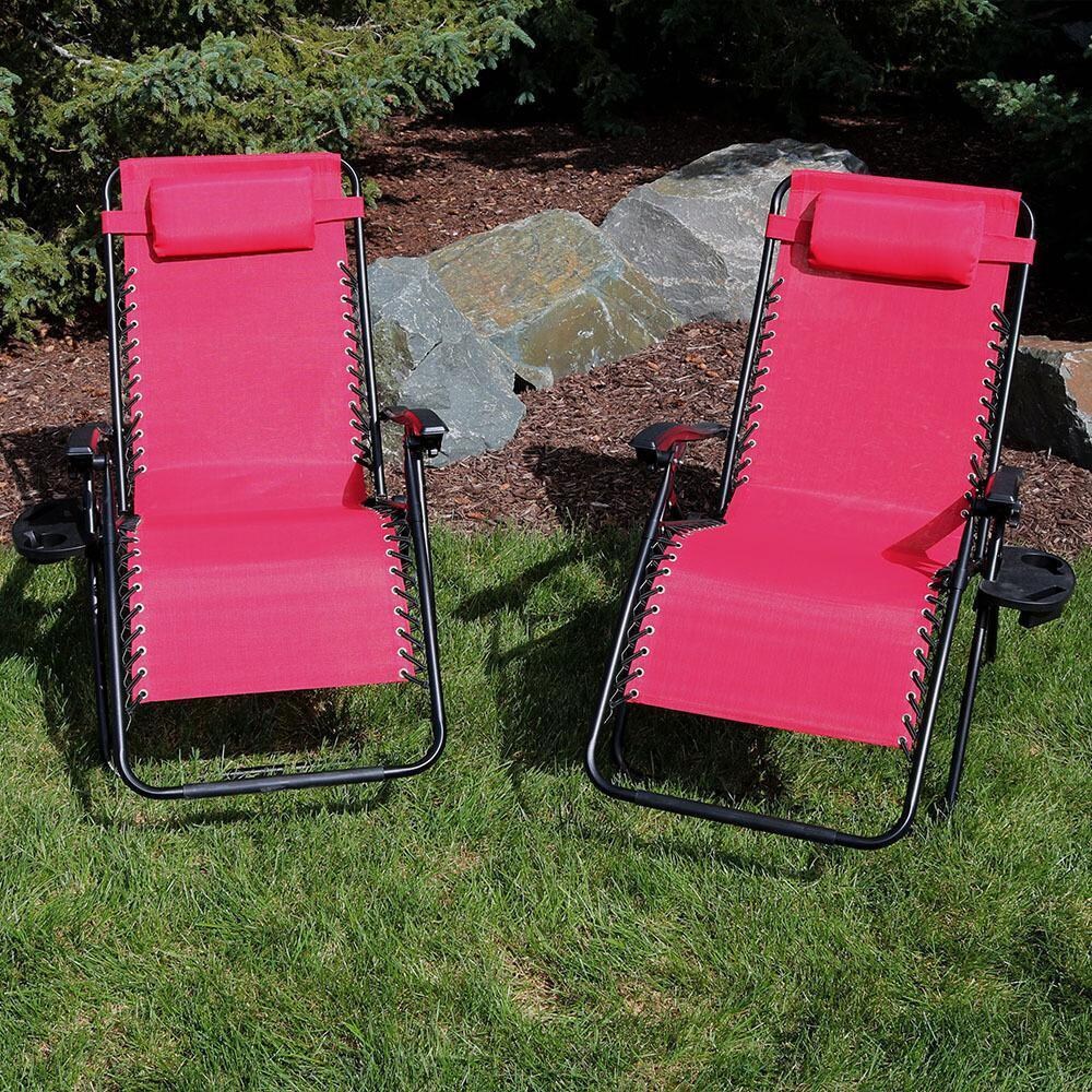 Ultimate Patio Red Oversized Zero Gravity Lounge Chair W/ Pillow & Cup Holder - Lifestyle thumbnail
