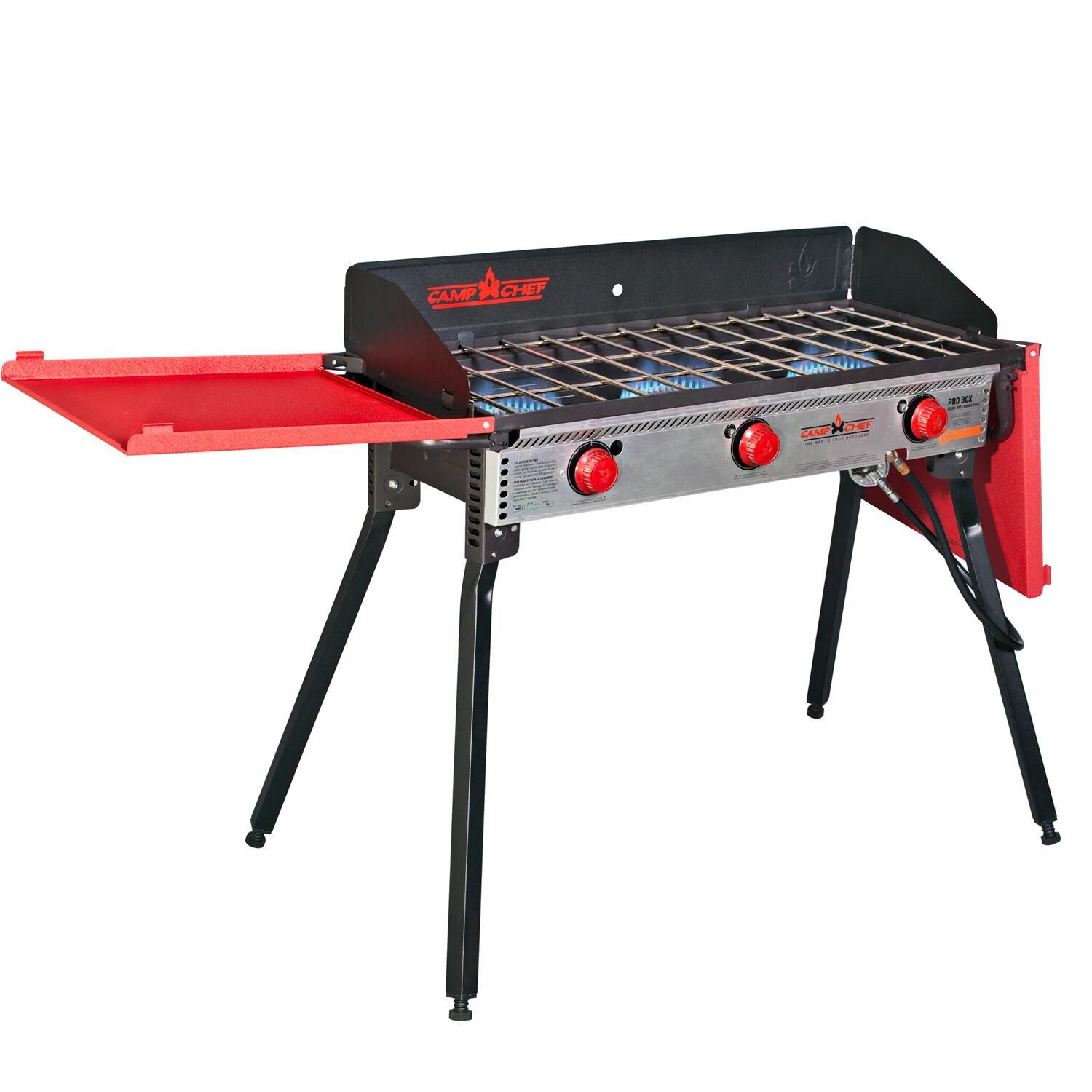 Camp Chef PRO90X Pro 90X Three Burner Portable Propane Stove - Folding Side Shelves - White background thumbnail