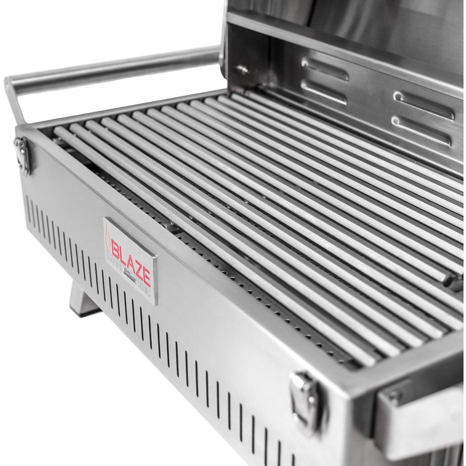 Blaze Professional LUX BLZ-1PRO-PRTMG-LP Marine Grade Portable Propane Gas Grill On Pedestal With Side Shelves - Cooking Grid thumbnail