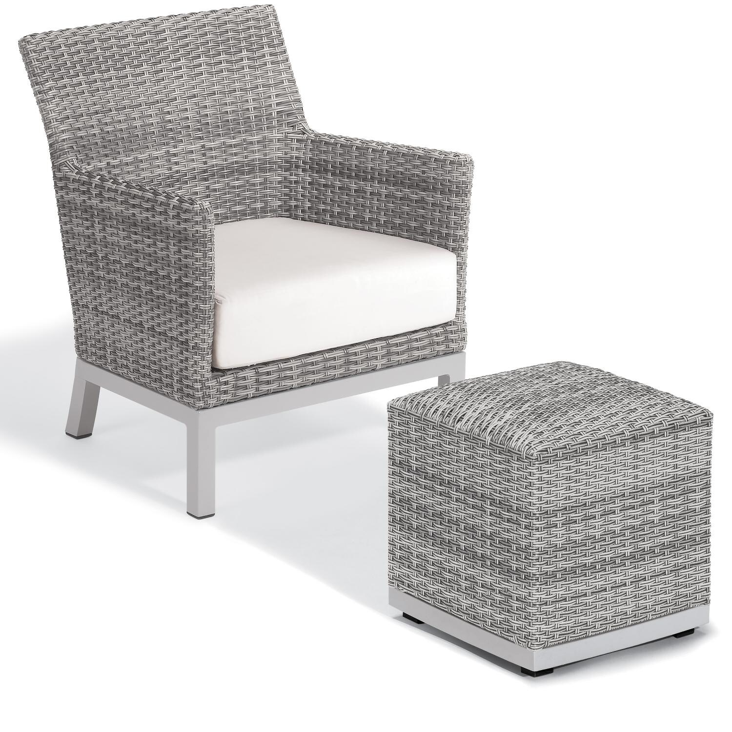 Argento 2 Piece Wicker Patio Seating Set W/ Ottoman By Oxford Garden - Eggshell White thumbnail