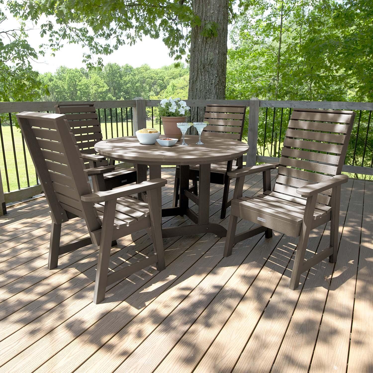 Elm Pointe 5 Pc Recycled Plastic Dining Set in Woodland Brown by Lakeview Outdoor Designs