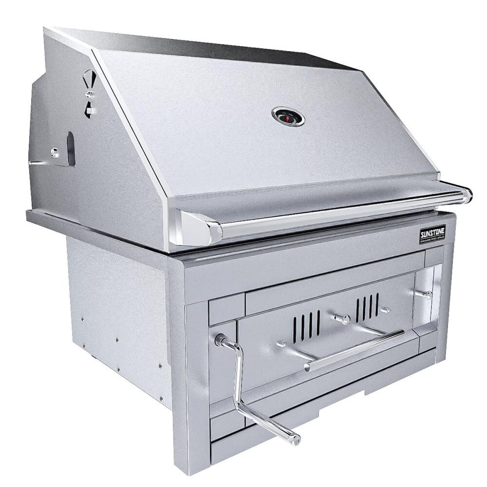 Sunstone SUNCHSZ28 Series 28 Inch Single Zone 304 Stainless Steel Charcoal Grill - Side View thumbnail