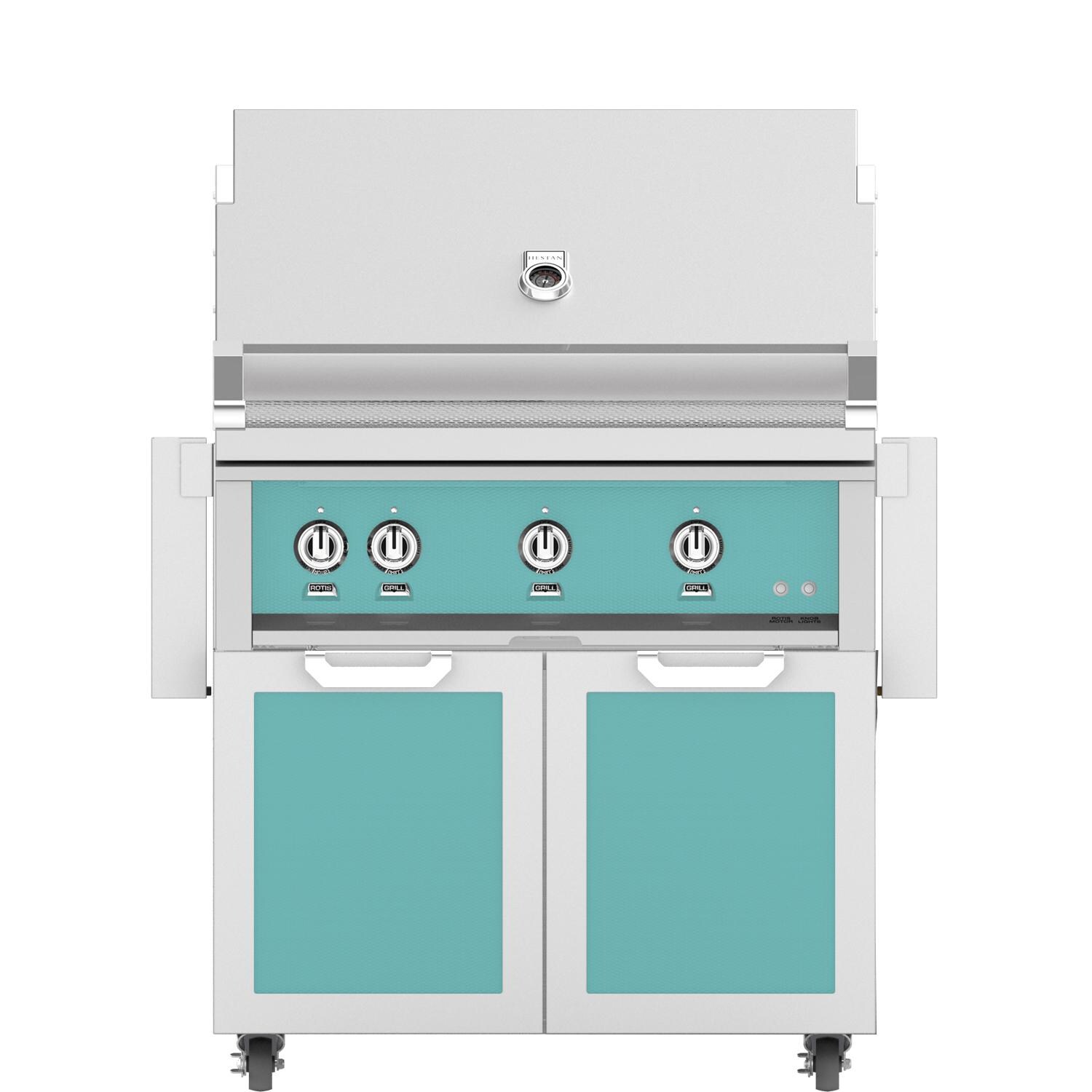 Hestan 36-Inch Freestanding Propane Gas Grill W/ Sear Burner & Rotisserie On Double Door Tower Cart - Bora Bora - GMBR36-LP-TQ thumbnail