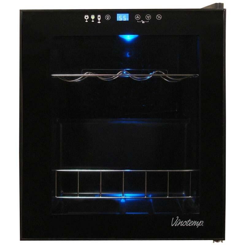 Vinotemp 15 Bottle Touch Screen Wine Cooler - Glass Door / Black Trim - VT-15 TS