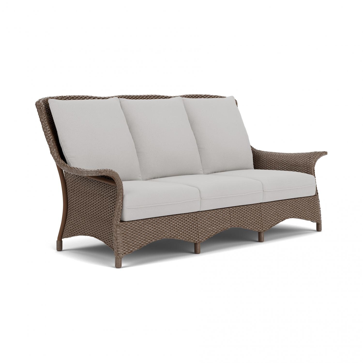 Lloyd Flanders Mandalay Sofa In Bark Finish With Tundra Dove Fabric - Angled thumbnail