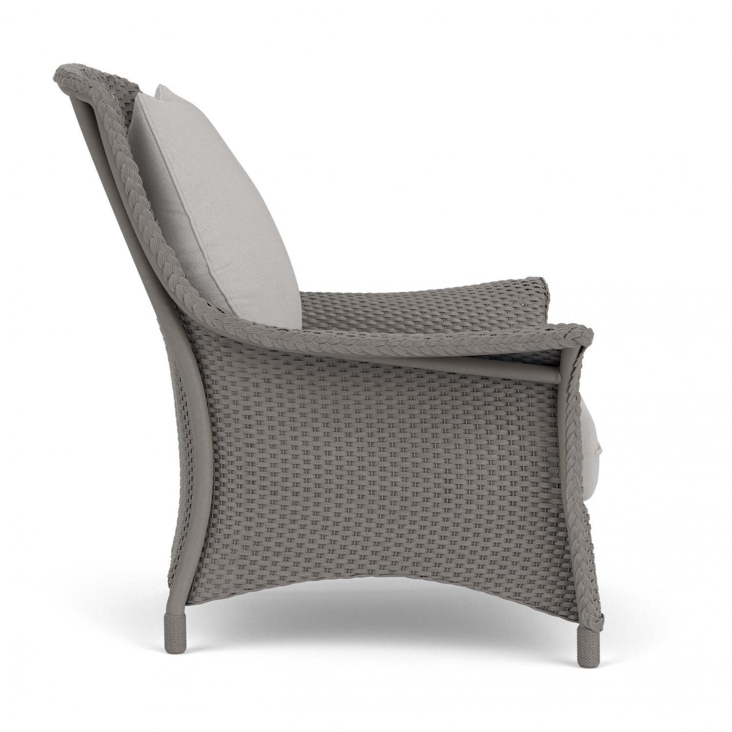 Lloyd Flanders Mandalay Lounge Chair in Pewter Finish with Tundra Dove fabric - Side thumbnail