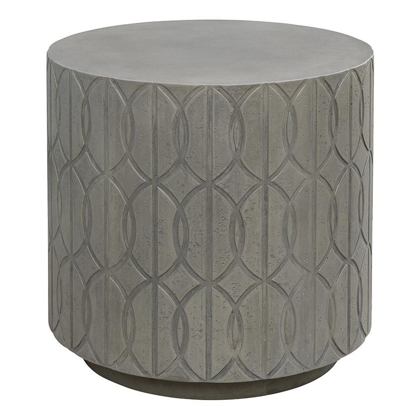 Trellis 21 Inch Gray GFRC Round End Table by Sunset West - White Background thumbnail